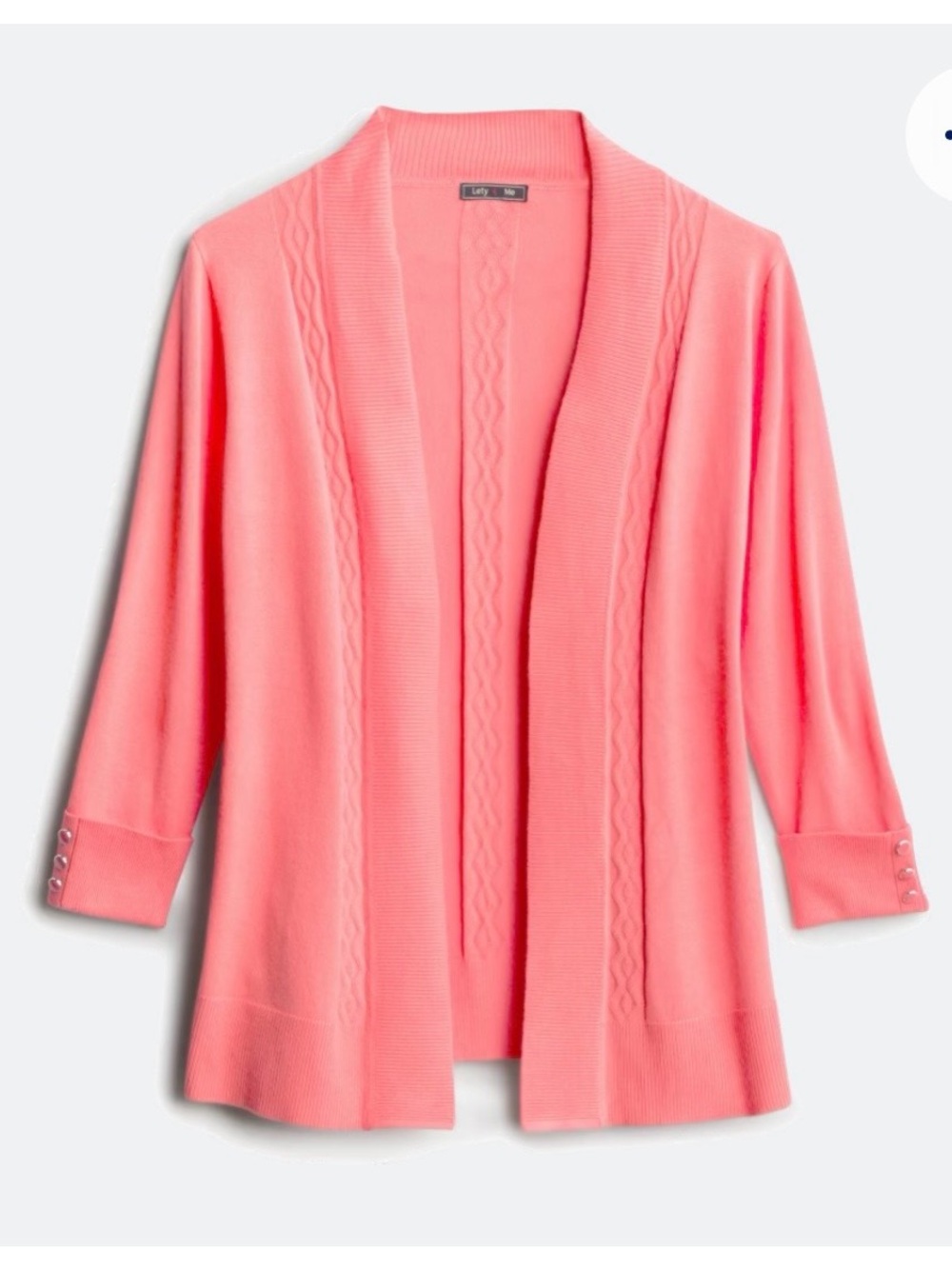 Coral Open Front Cardigan with Button Cuffs